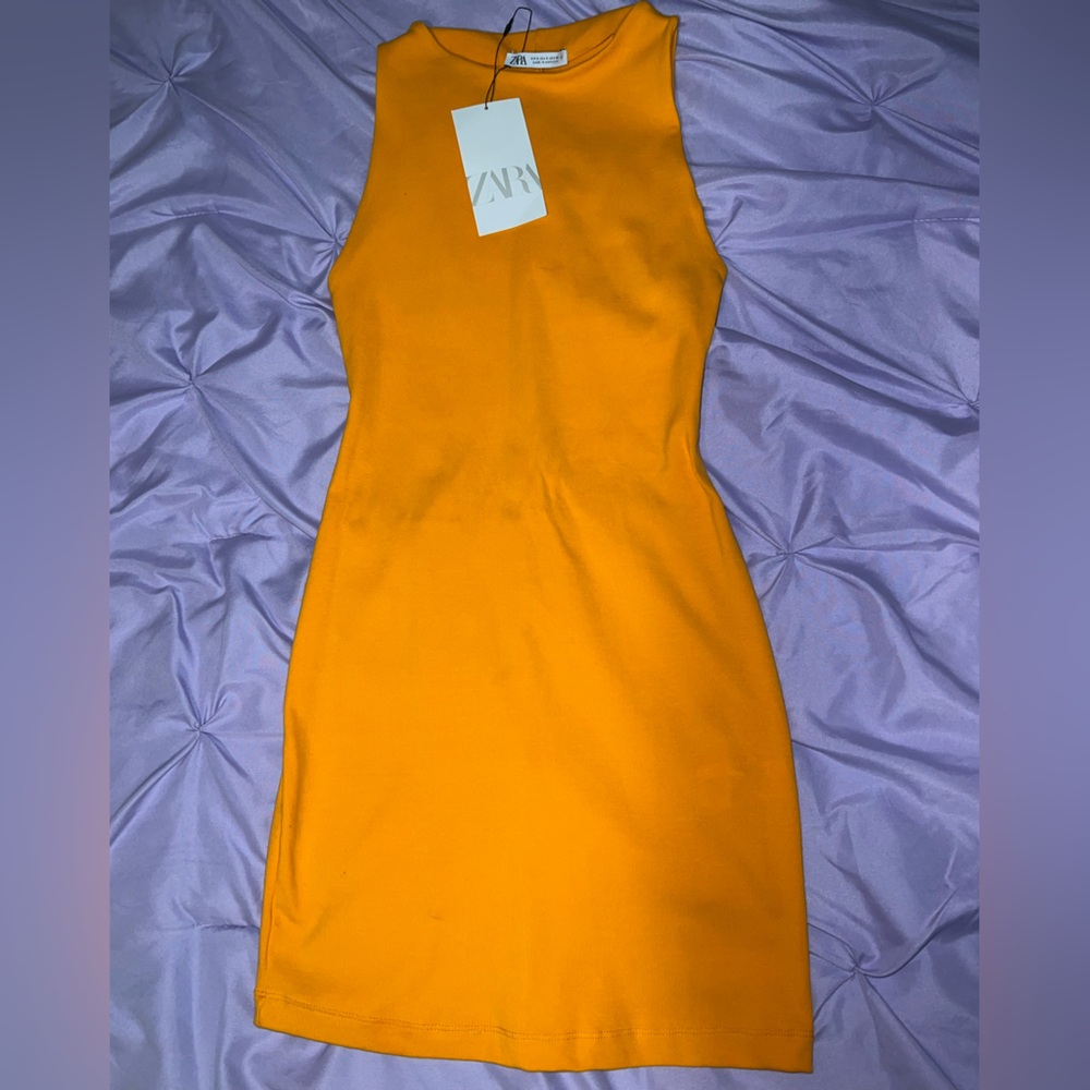 ZARA Orange Sleeveless Mini Dress